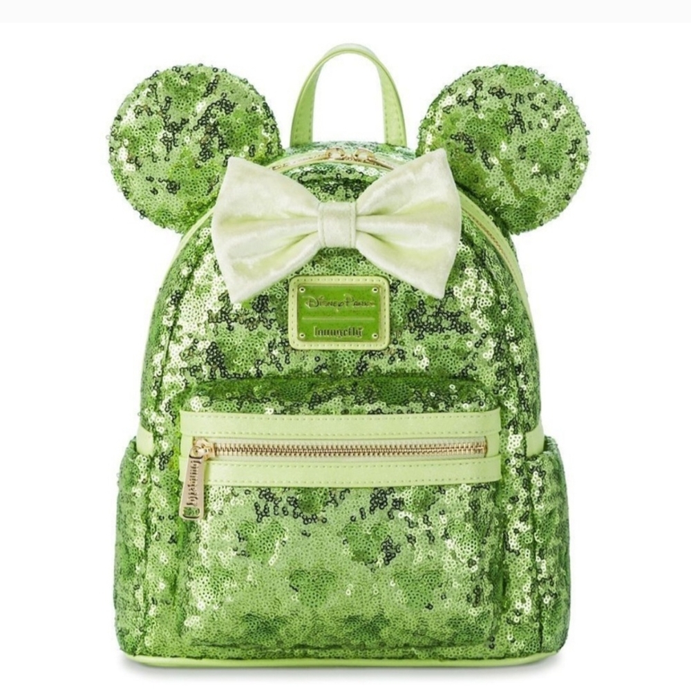 Loungefly Green Sequin Backpack with Bow